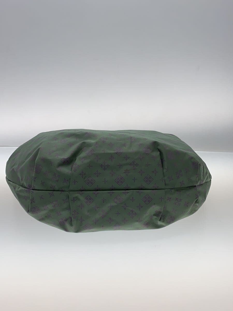 russet Leather Handle Logo Pattern Tote Bag Nylon GRN All Over Pattern 4