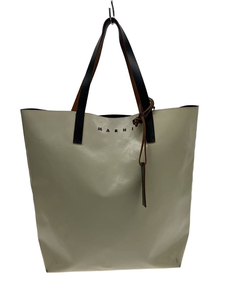 MARNITRIBECA Tote Bag PVC CRM Solid Color SHMQ0000A3 Has dirt and corner wear