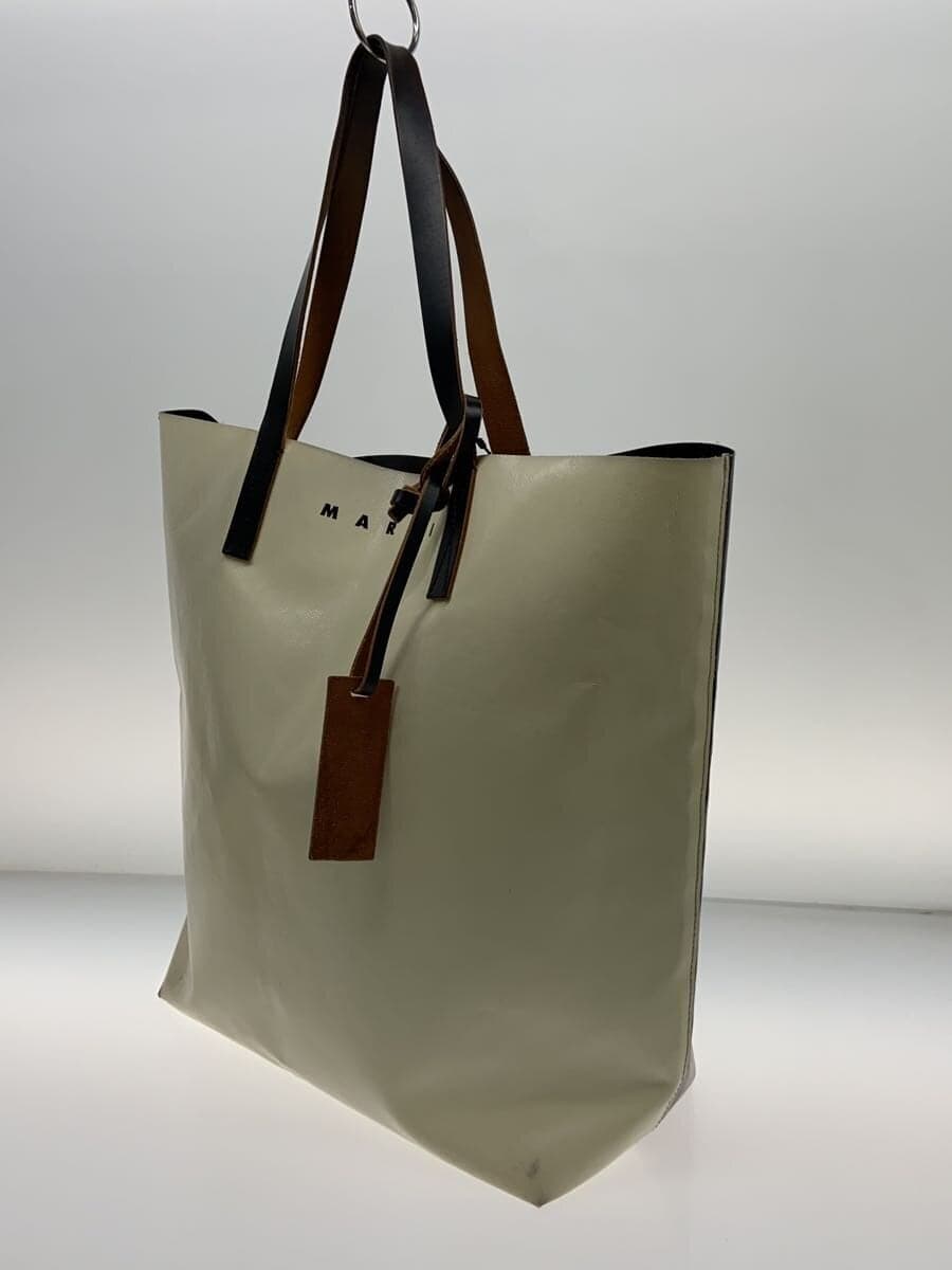 MARNITRIBECA Tote Bag PVC CRM Solid Color SHMQ0000A3 Has dirt and corner wear 2