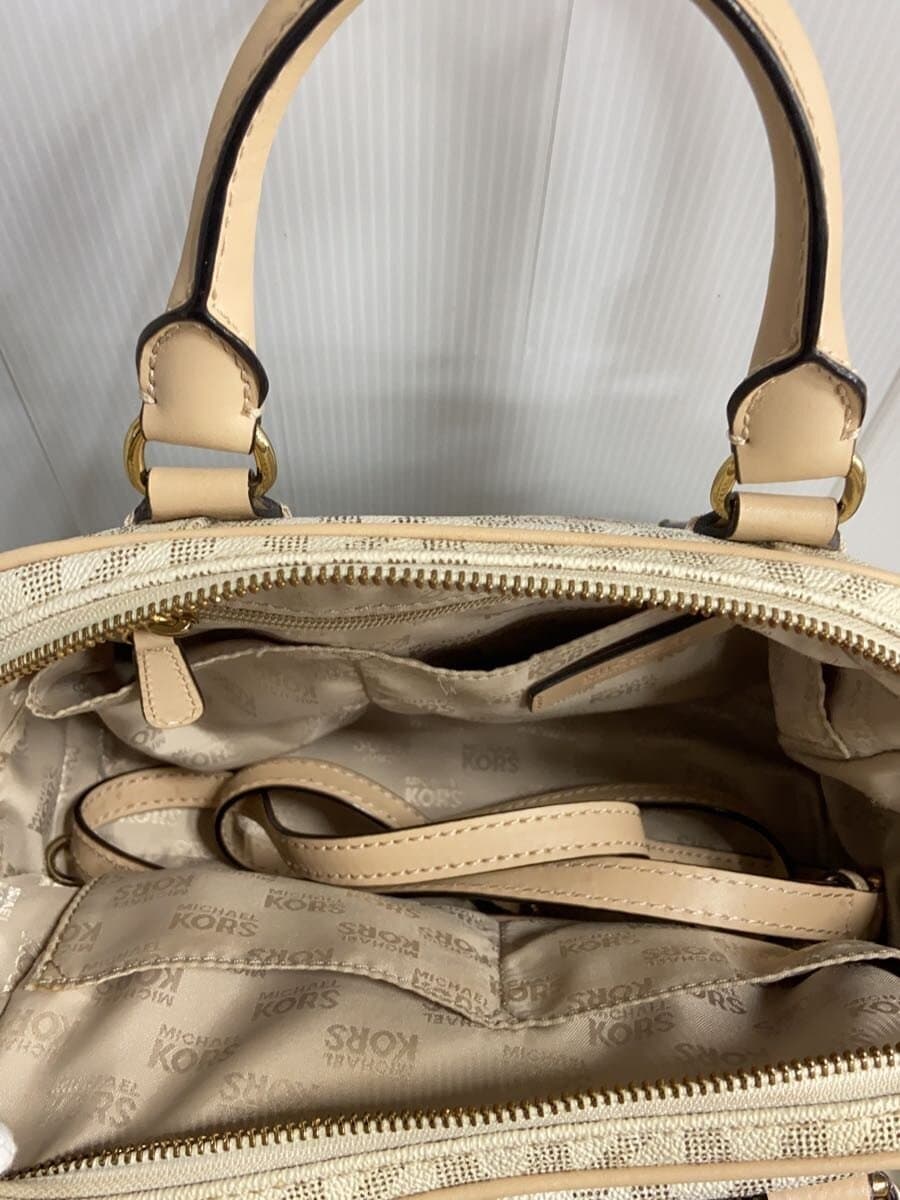 MICHAEL KORS Shoulder Bag Leather CRM All Over Pattern E-1505 Stain Tear 6