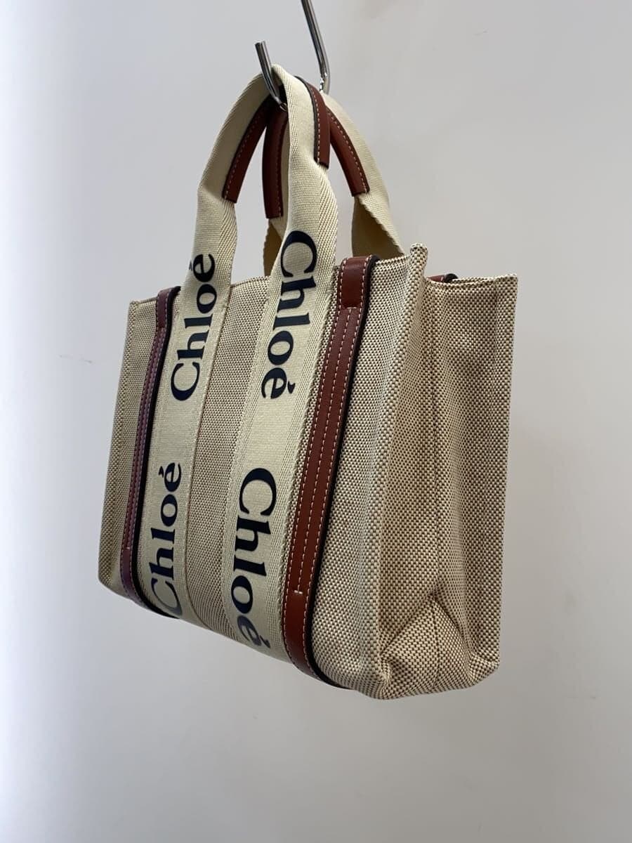Chloe WOODY SMALL TOTE Canvas BEG 2