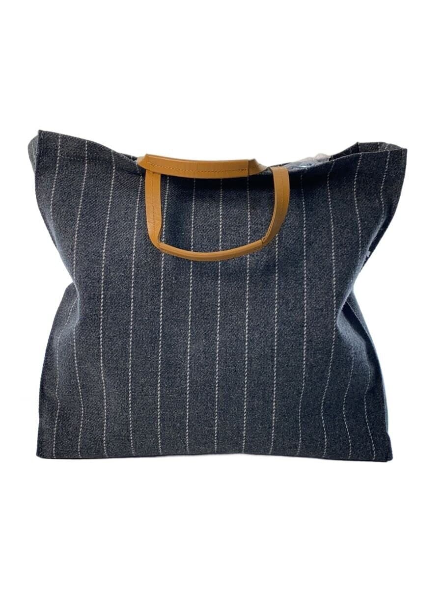 agnes b. Tote Bag Wool GRY Stripe RAX04-01 3