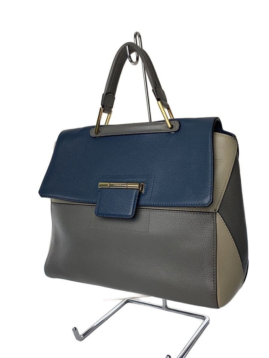 FURLA Tote Bag Leather BLU Solid 2