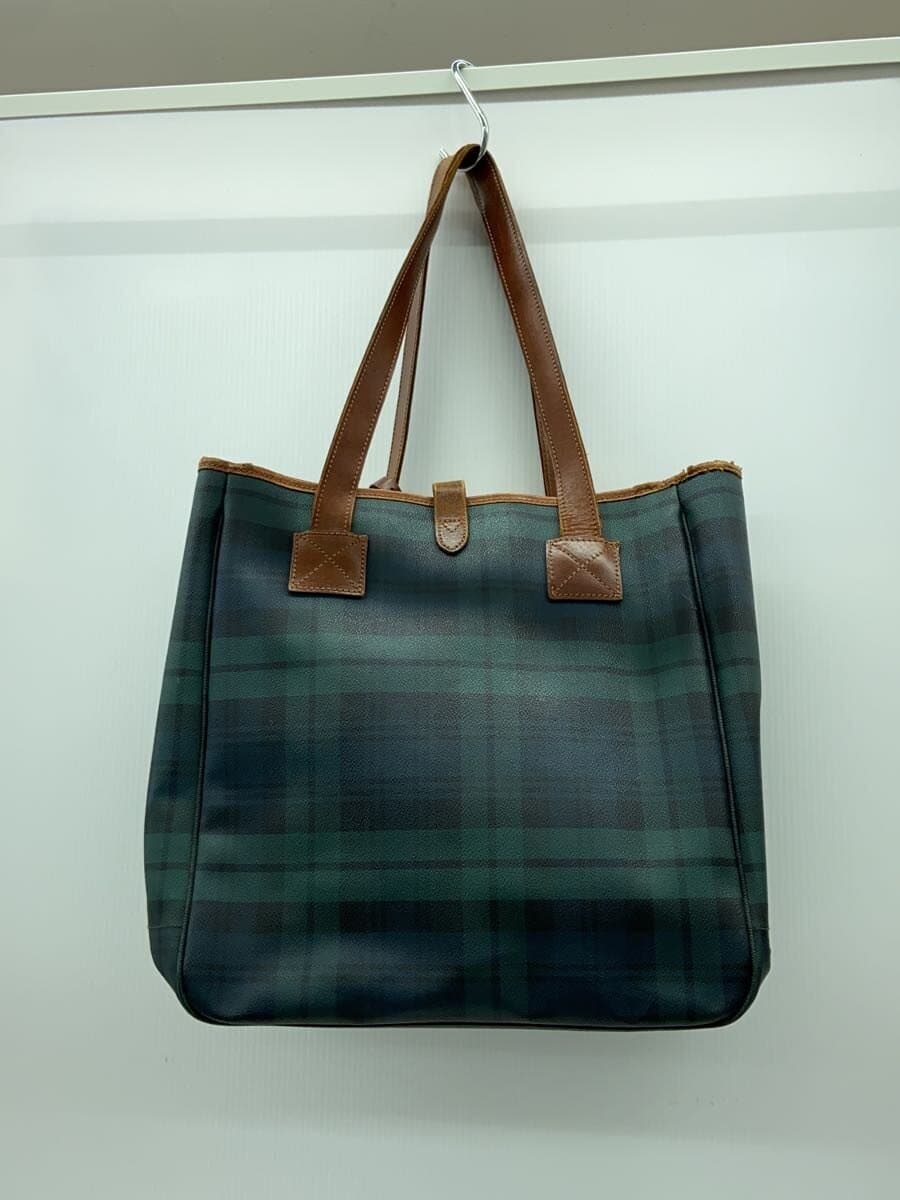 POLO RALPH LAUREN Tote Bag Leather GRN Check 3