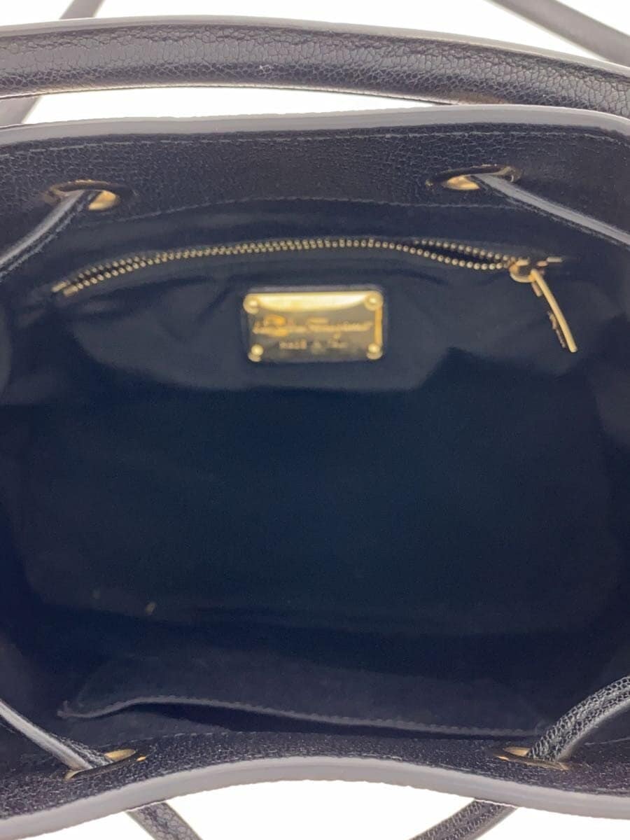 Salvatore Ferragamo Gancini Drawstring Shoulder Bag Leather Black 6
