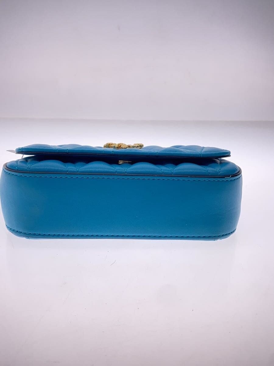 VERSACE Shoulder Bag Leather BLU Solid 4