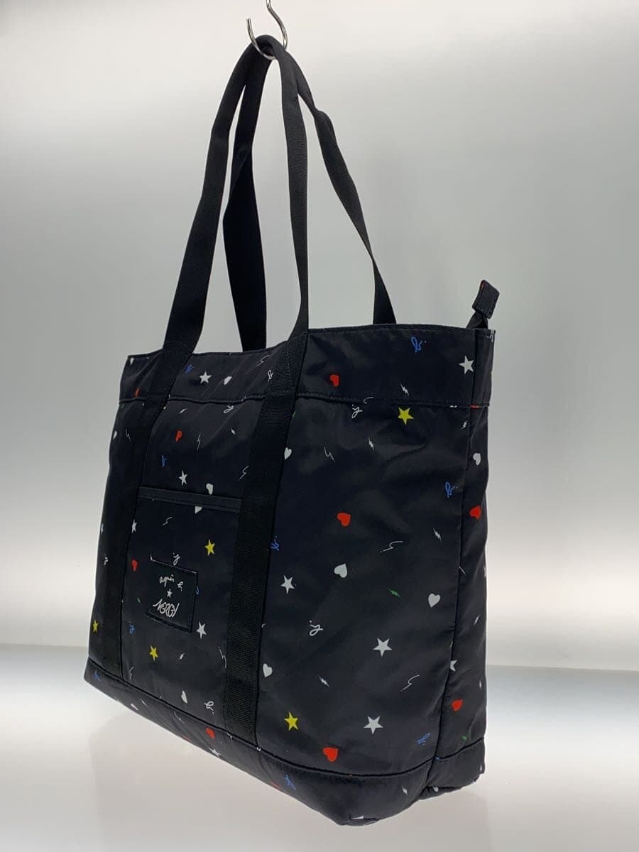 agnes b. Tote Bag BLK All Over Pattern 2