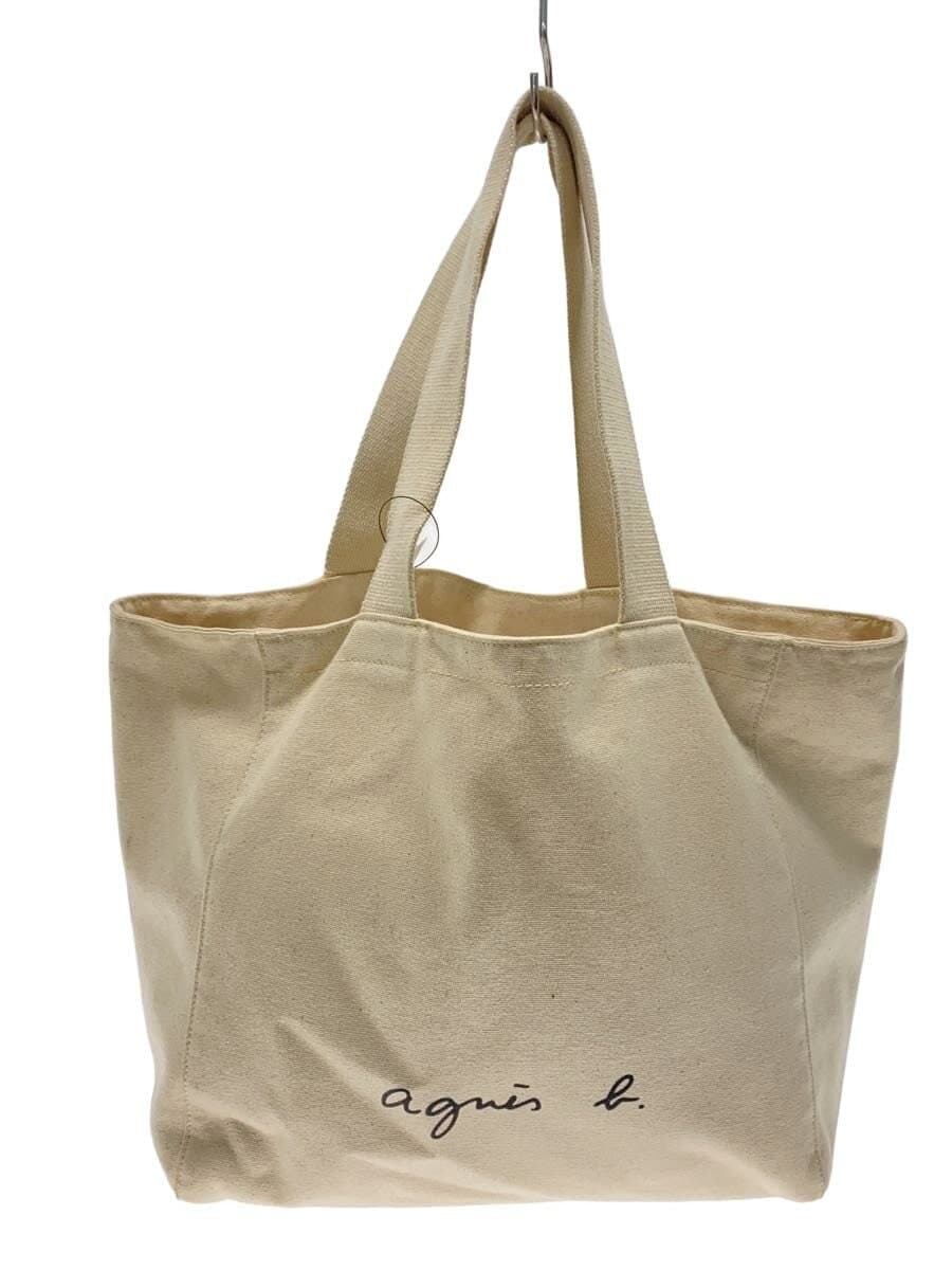 agnes b. Tote Bag Canvas WHT G003-01