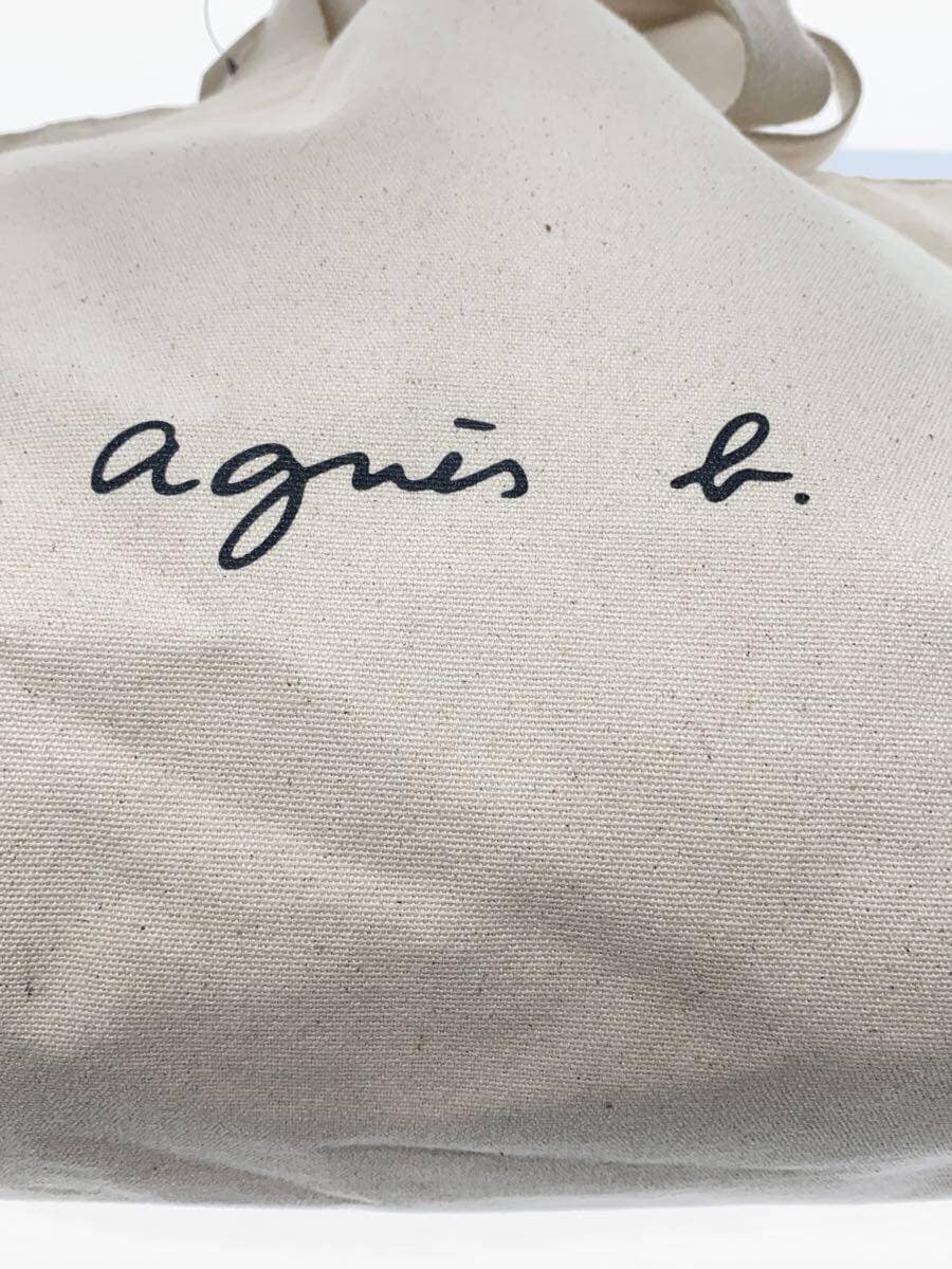agnes b. Tote Bag Canvas WHT G003-01 5
