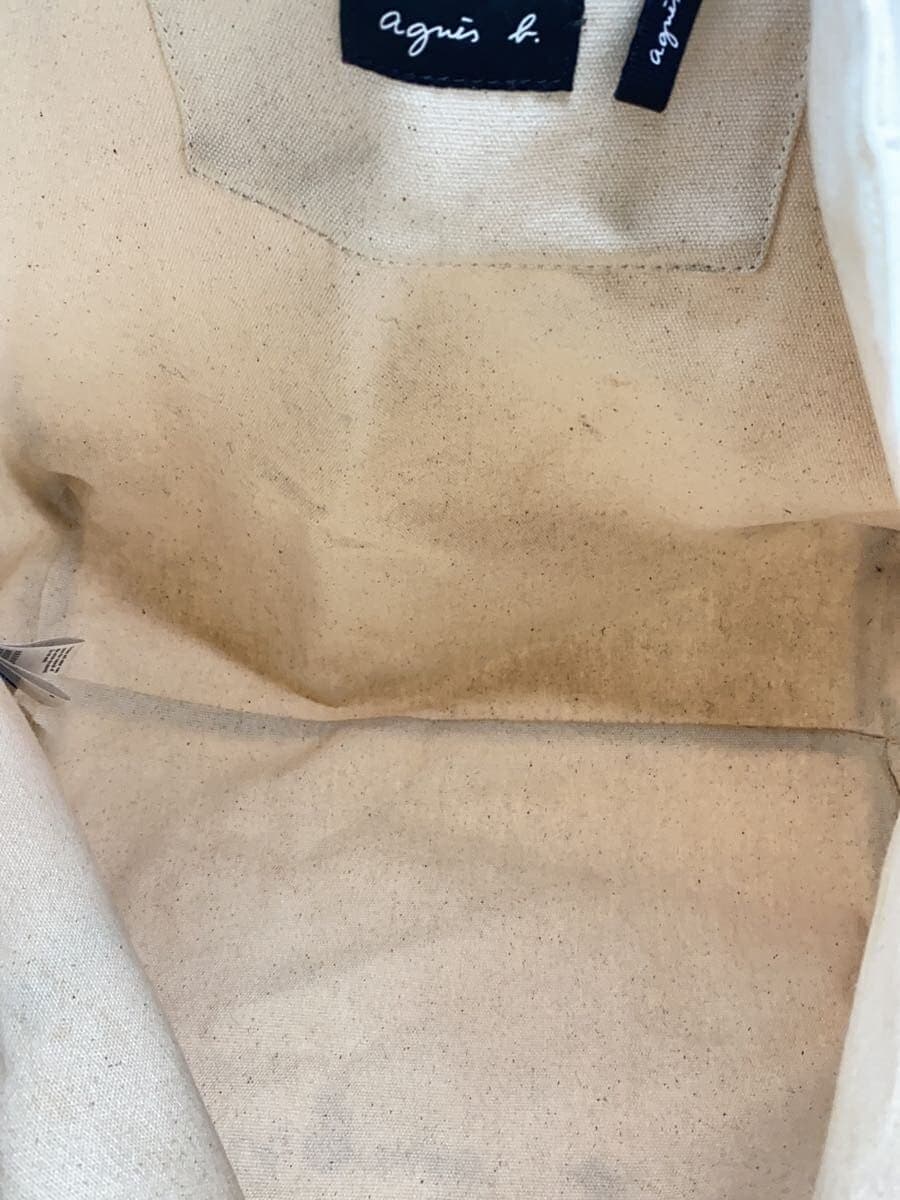 agnes b. Tote Bag Canvas WHT G003-01 6