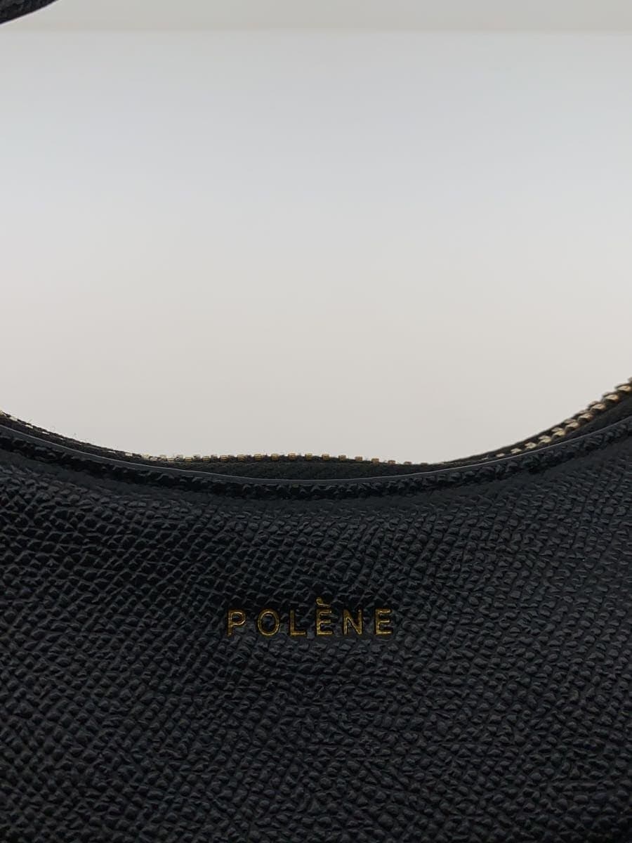 POLENE Number Dix Shoulder Bag Leather BLK 5