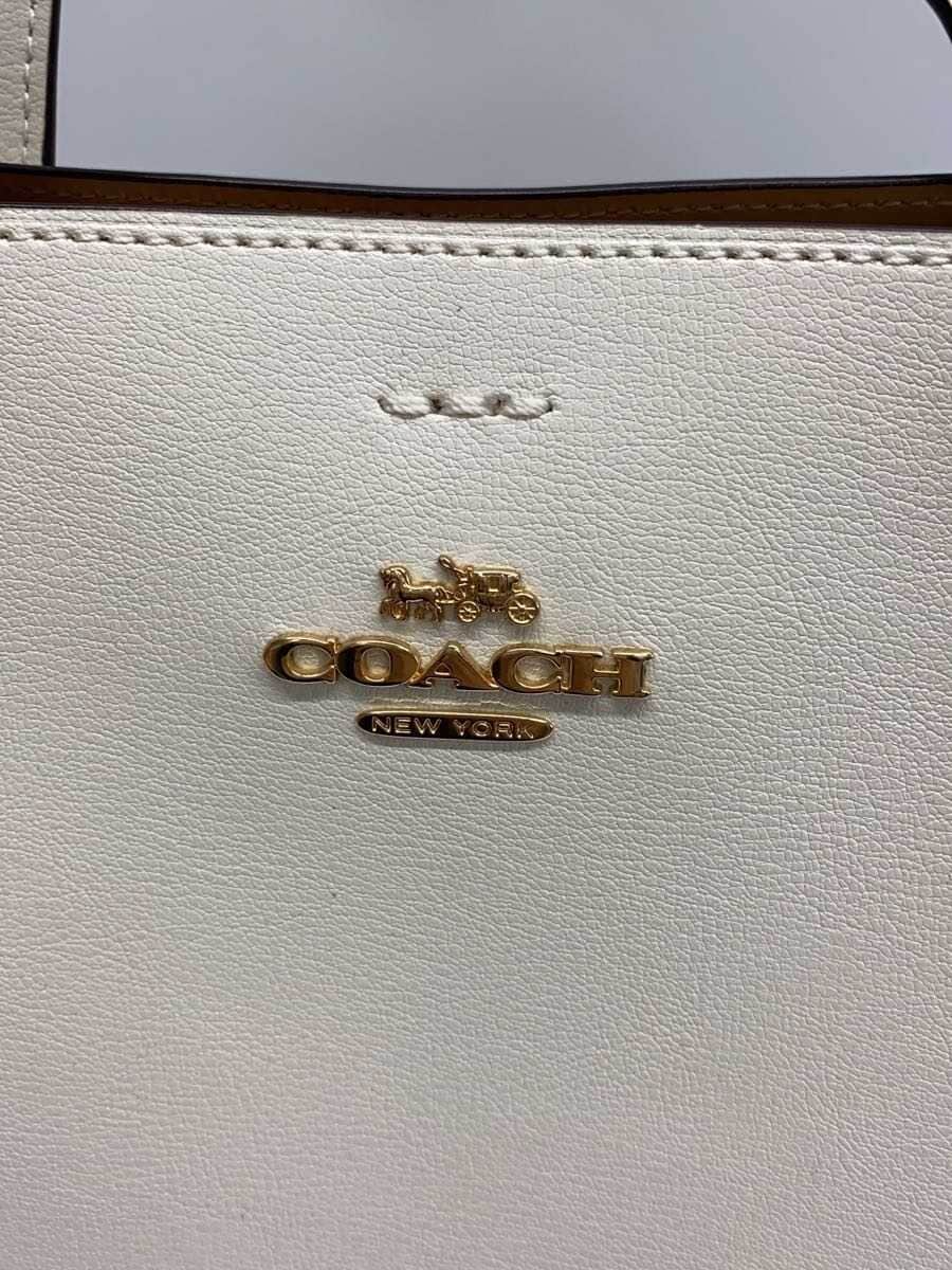 COACH Handbag Leather WHT Solid 5