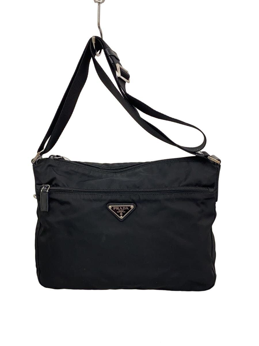 PRADA Shoulder Bag Nylon Black Plain BT0167