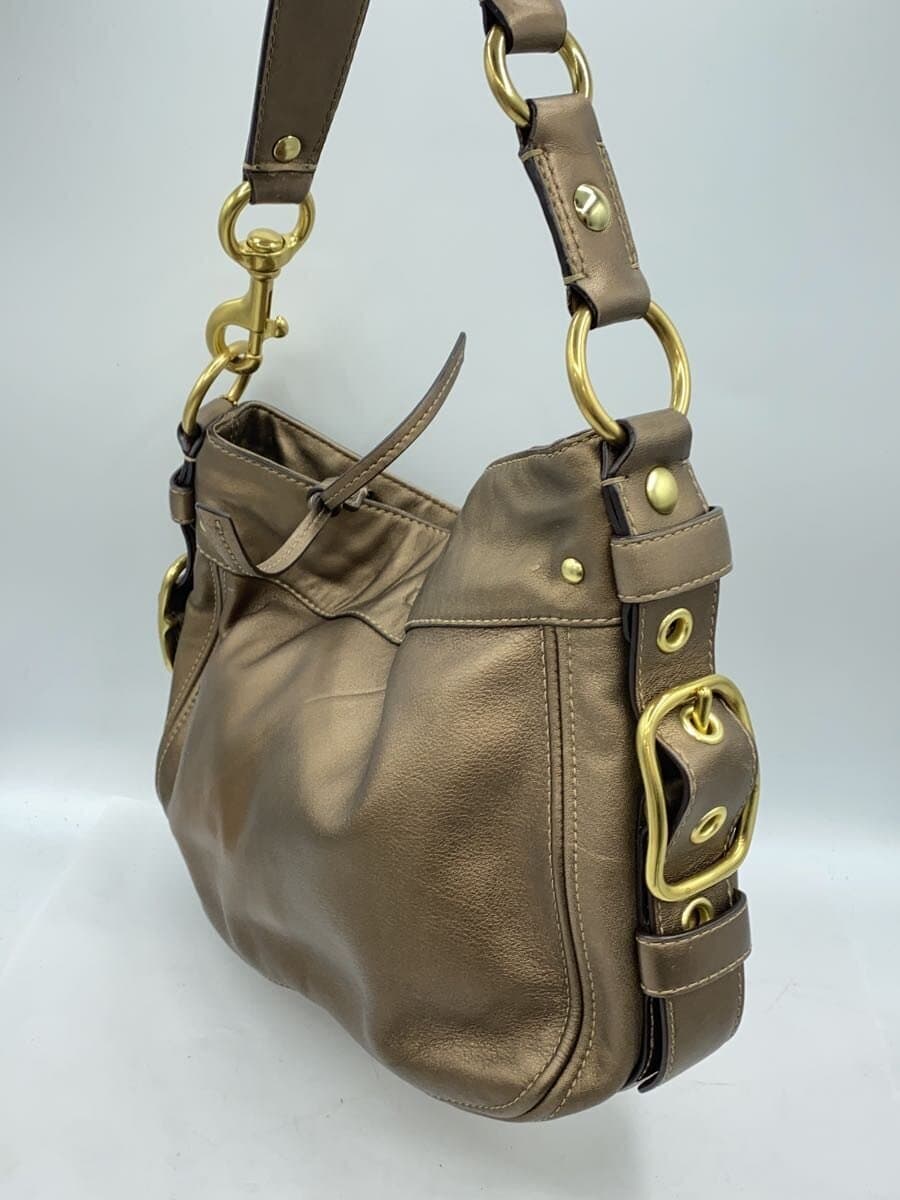 COACH Shoulder Bag Leather GLD 2