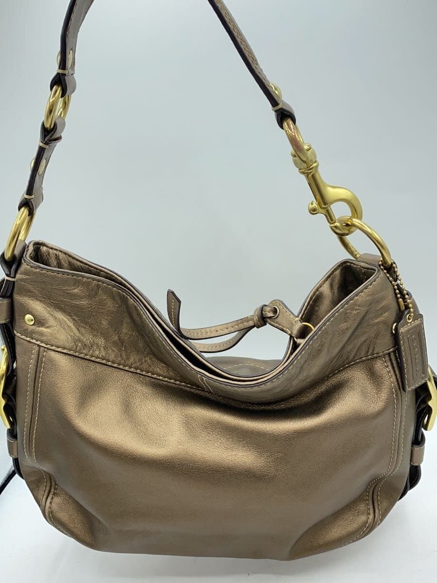 COACH Shoulder Bag Leather GLD 3