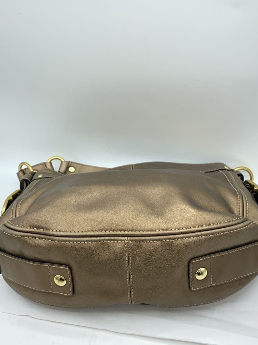 COACH Shoulder Bag Leather GLD 4