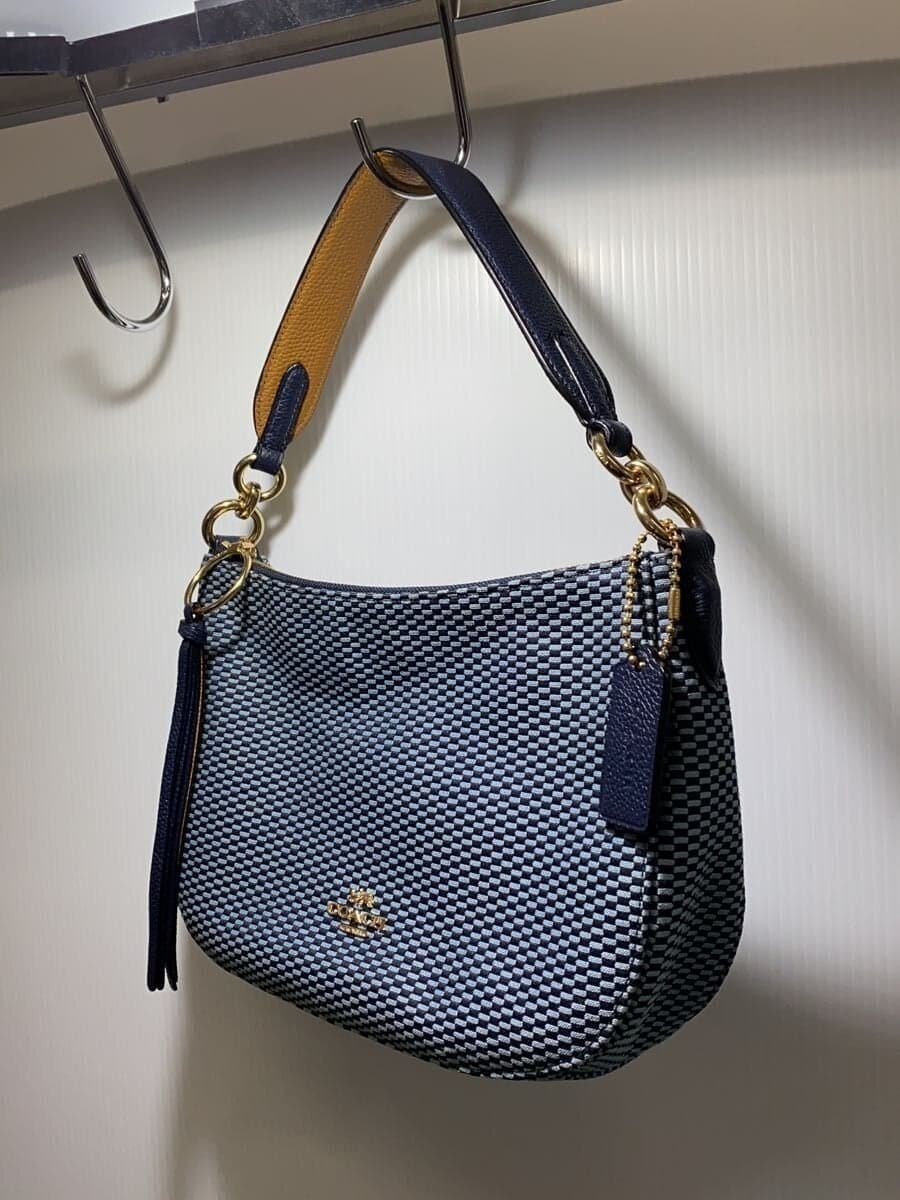 COACH Legacy Jacquard Handbag Canvas BLU Check 67367 2
