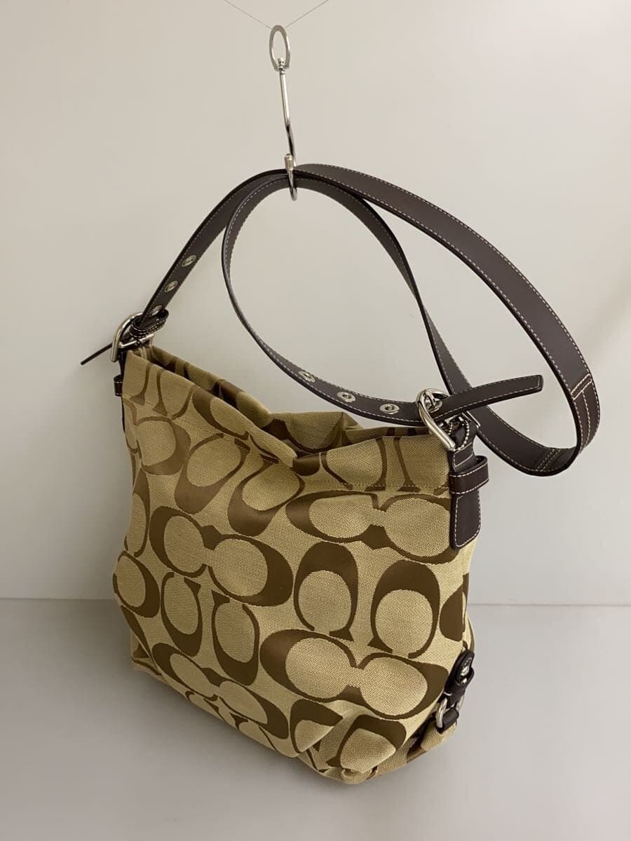 COACH Shoulder Bag Signature Brown Leather Canvas BRW Allover Pattern F15067 2