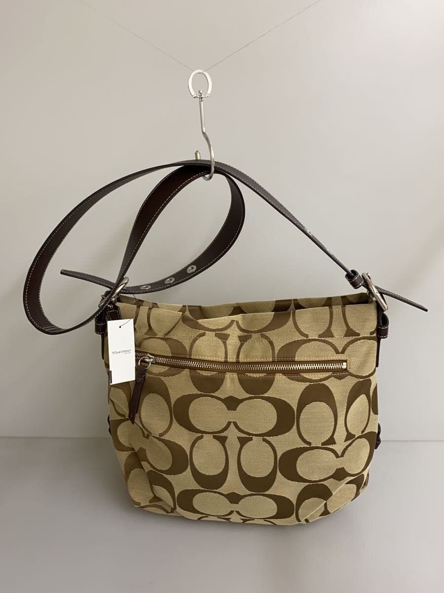 COACH Shoulder Bag Signature Brown Leather Canvas BRW Allover Pattern F15067 3