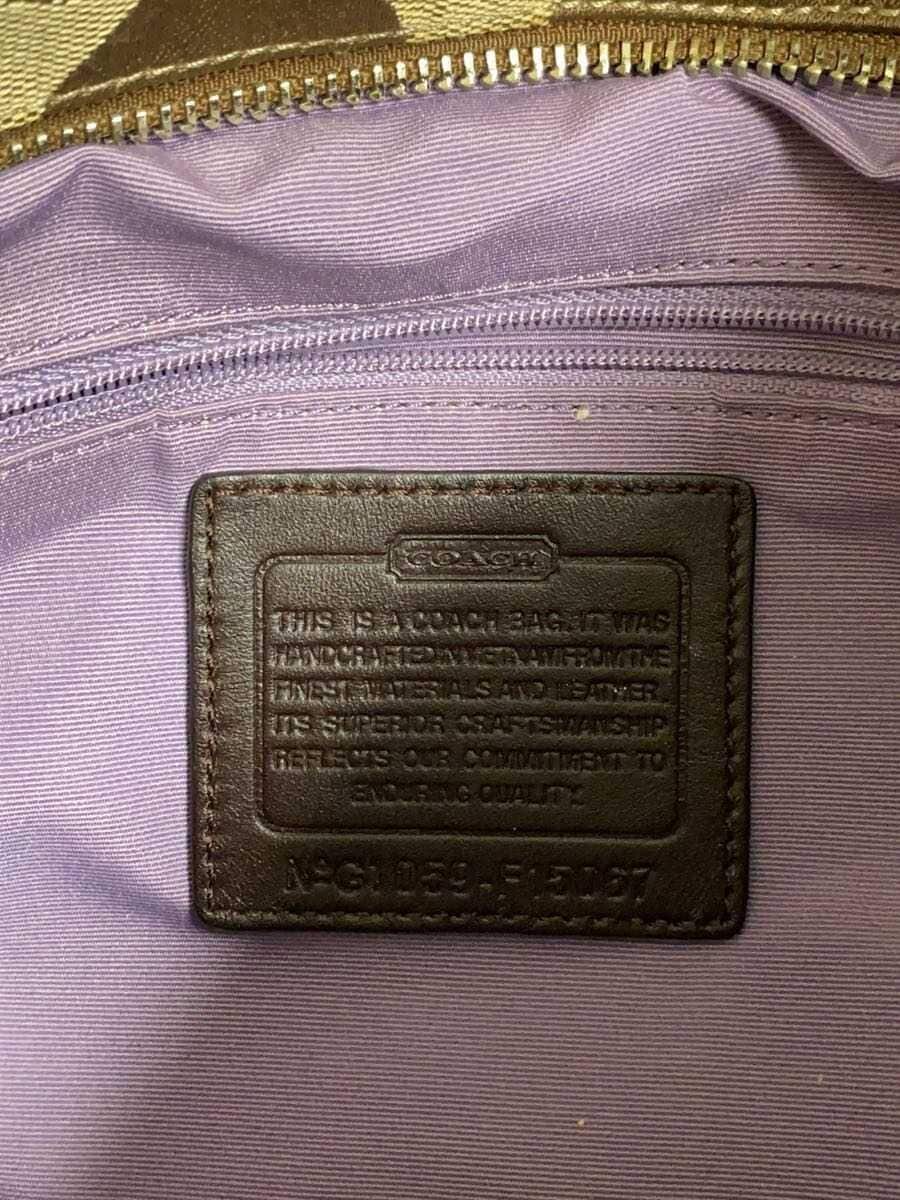 COACH Shoulder Bag Signature Brown Leather Canvas BRW Allover Pattern F15067 5