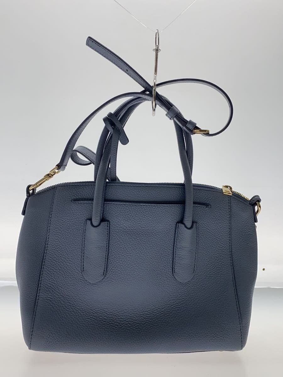 FURLA Handbag Leather Blue Solid Color 2-Way Shoulder Bag 3