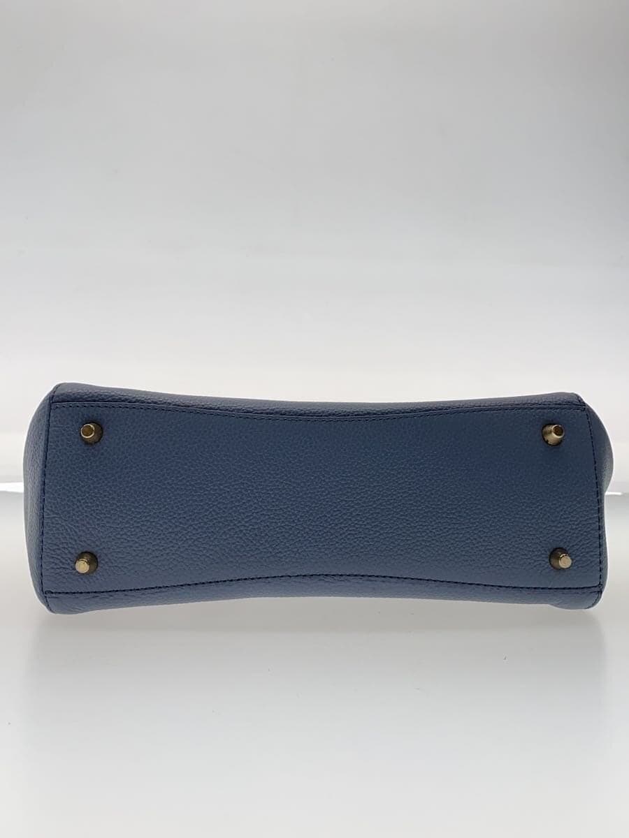 FURLA Handbag Leather Blue Solid Color 2-Way Shoulder Bag 4