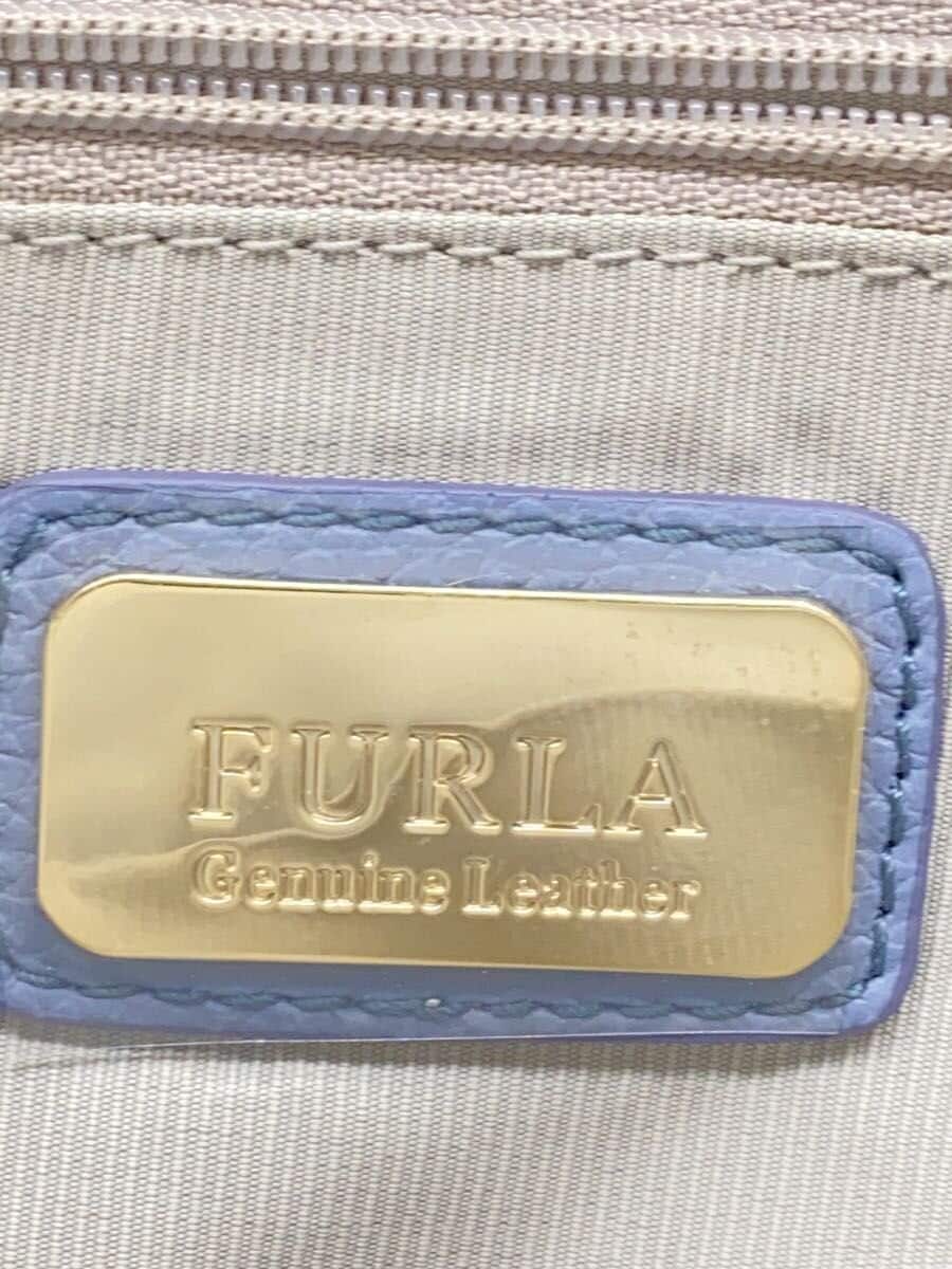 FURLA Handbag Leather Blue Solid Color 2-Way Shoulder Bag 5
