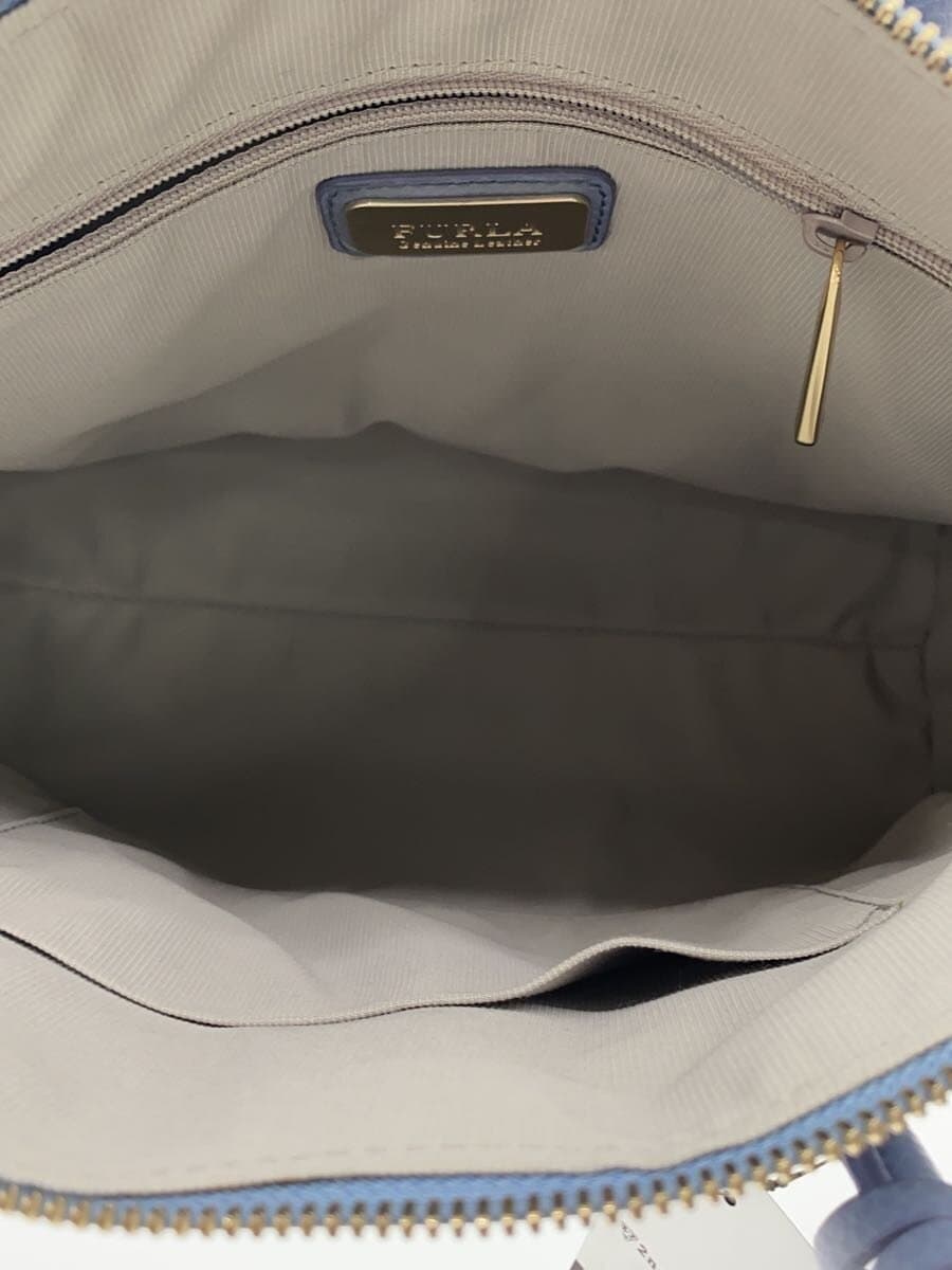 FURLA Handbag Leather Blue Solid Color 2-Way Shoulder Bag 6