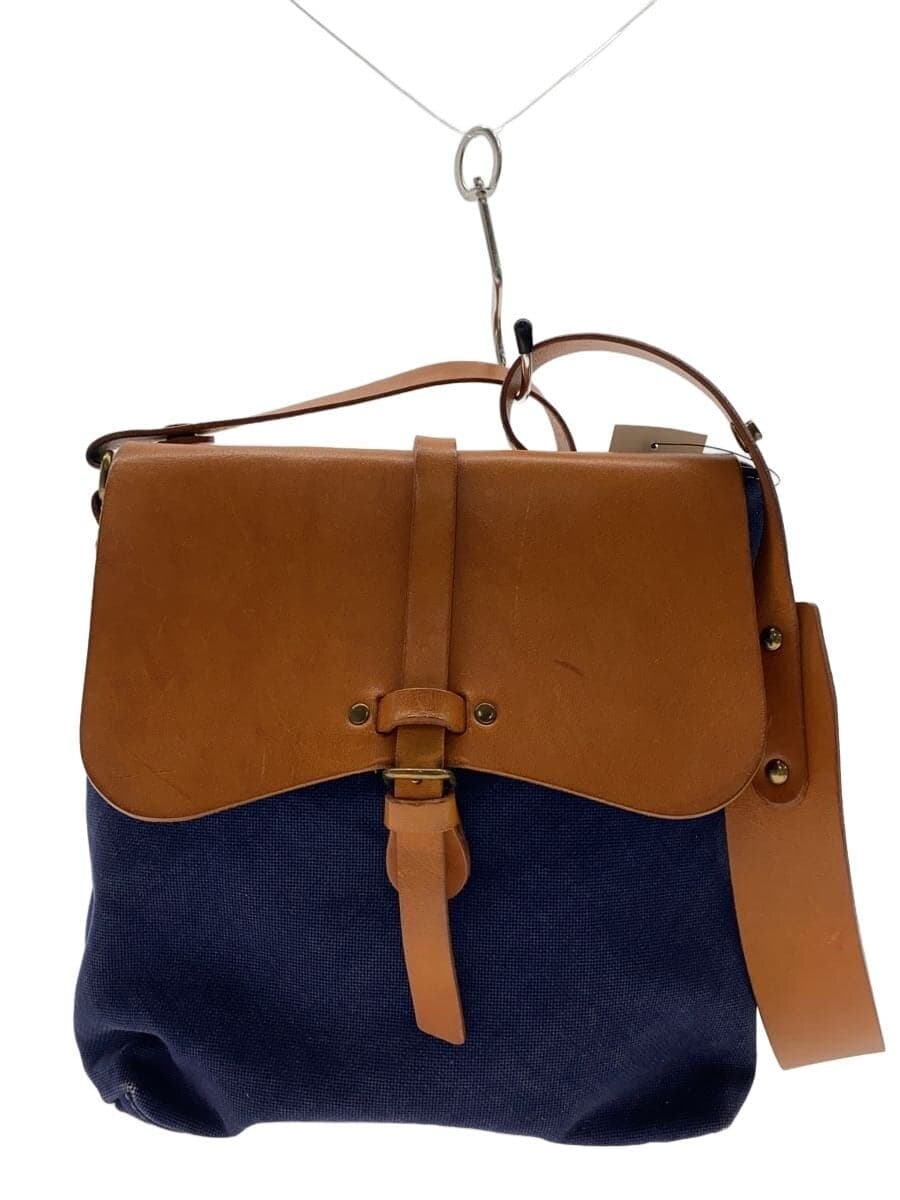 SEAGULL SHIP Shoulder Bag Canvas Blue Solid Color Note: The canvas portion