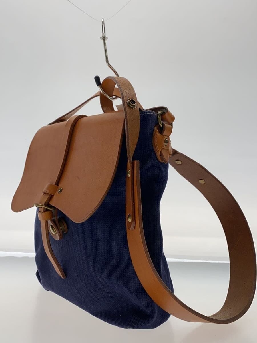 SEAGULL SHIP Shoulder Bag Canvas Blue Solid Color Note: The canvas portion 2