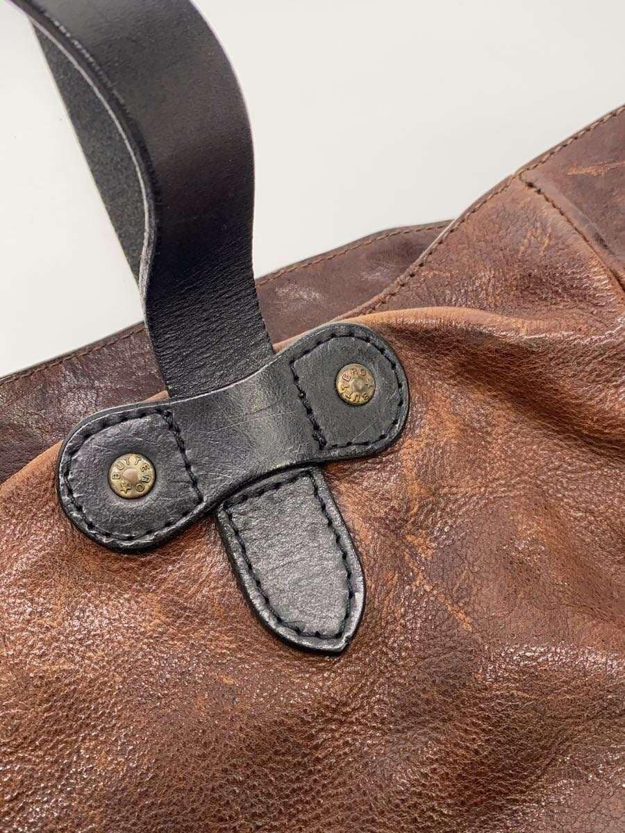 BUTTERO Tote Bag Leather BRW With Wear 8