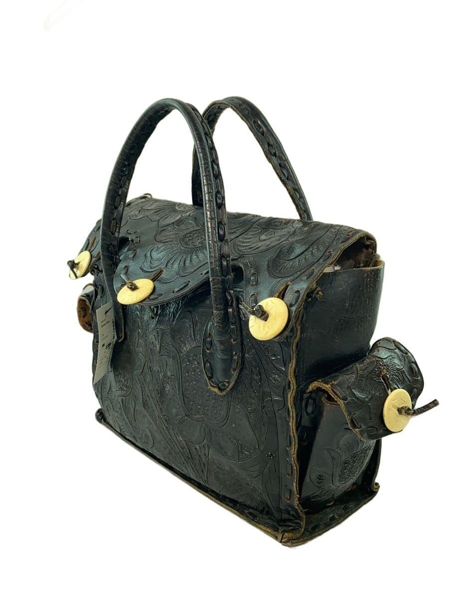 Carving Tribes Handbag Leather BLK 2