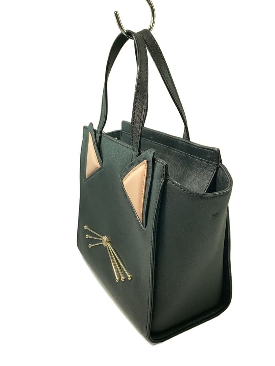 Kate Spade New York Black Cat 2WAY Handbag Leather BLK 2