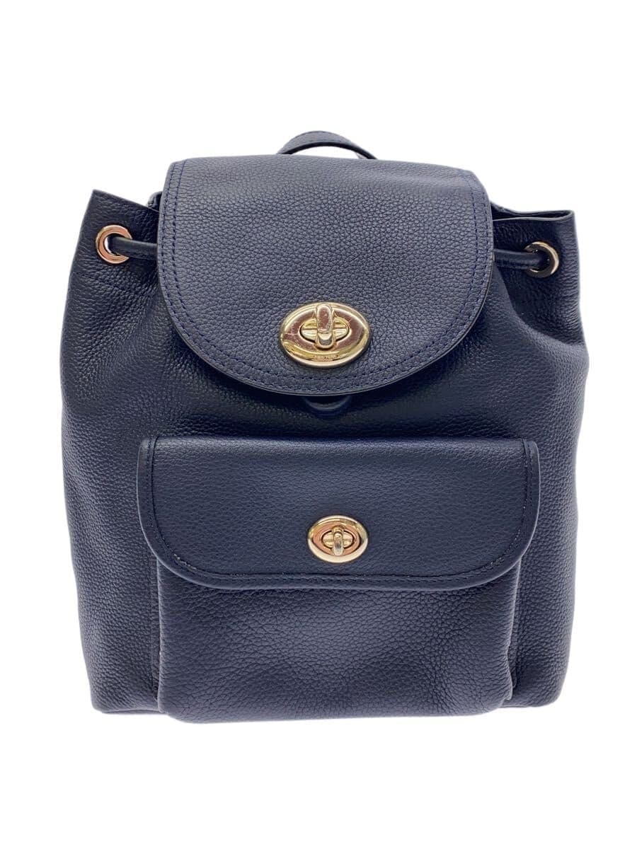 COACH Backpack_All Leather Leather NVY