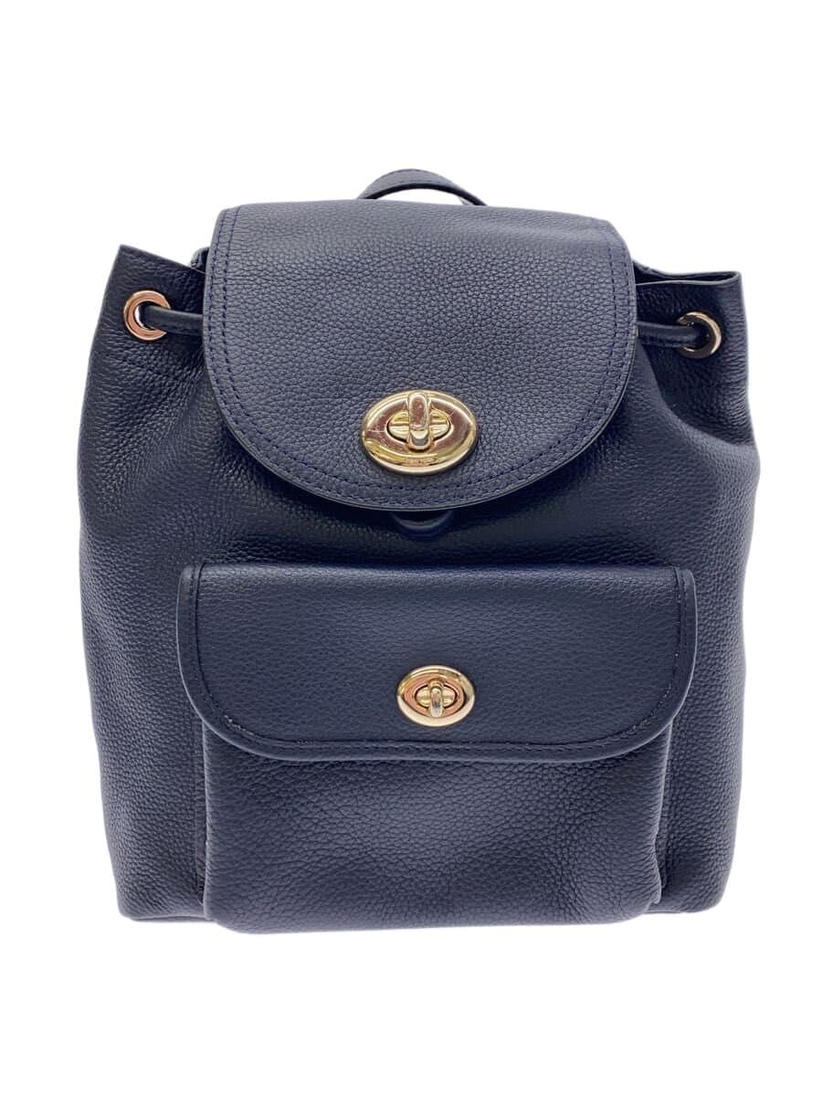 COACH Backpack_All Leather Leather NVY