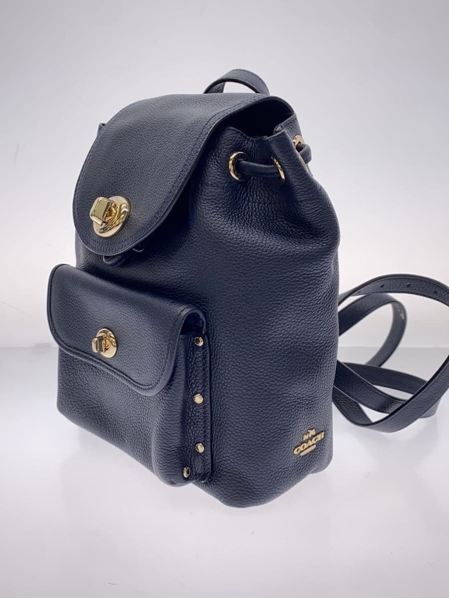 COACH Backpack_All Leather Leather NVY 2