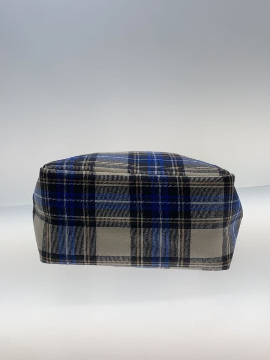 BRADY tote bag wool blue check small carry 4