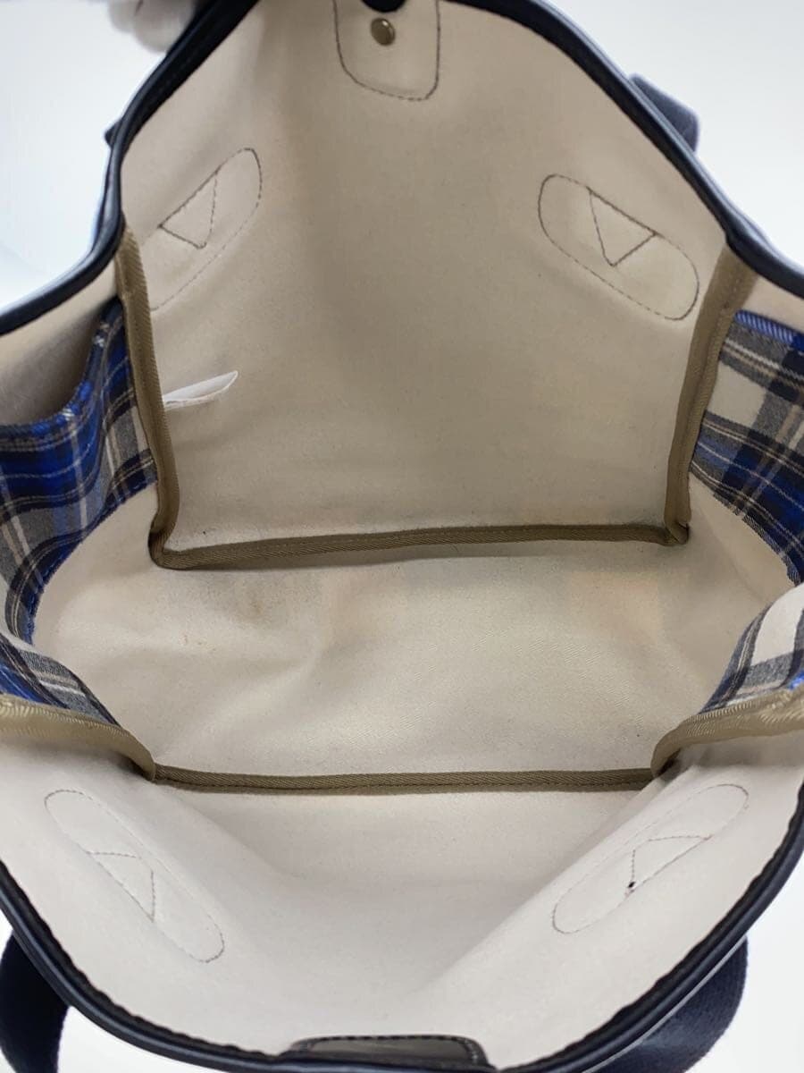 BRADY tote bag wool blue check small carry 6