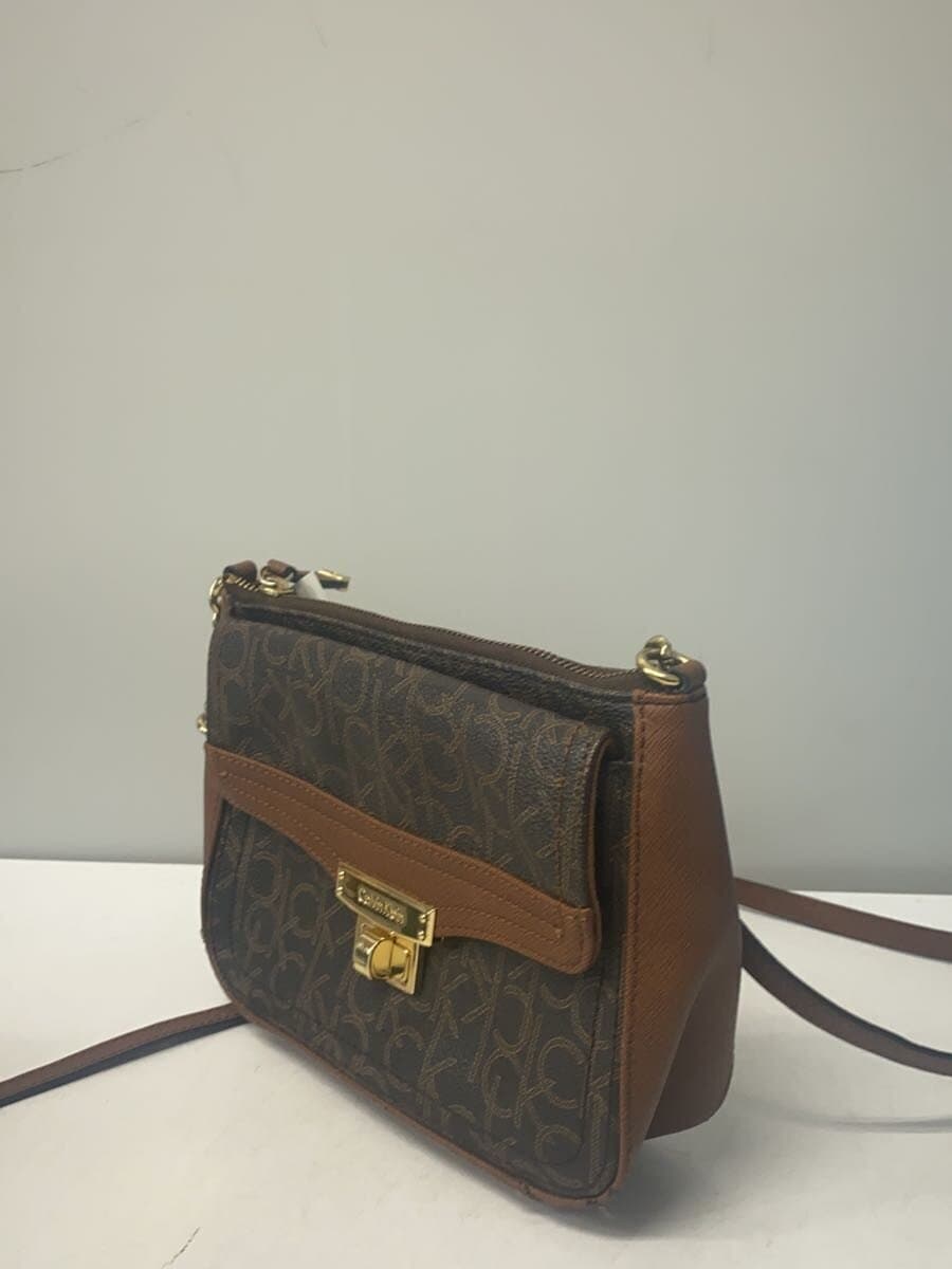 Calvin Klein Shoulder Bag PVC BRW All Over Pattern 2