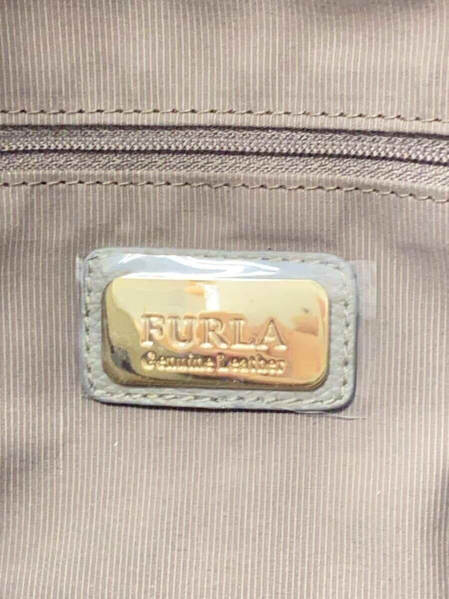 FURLA Shoulder Bag Leather Gray Solid 5