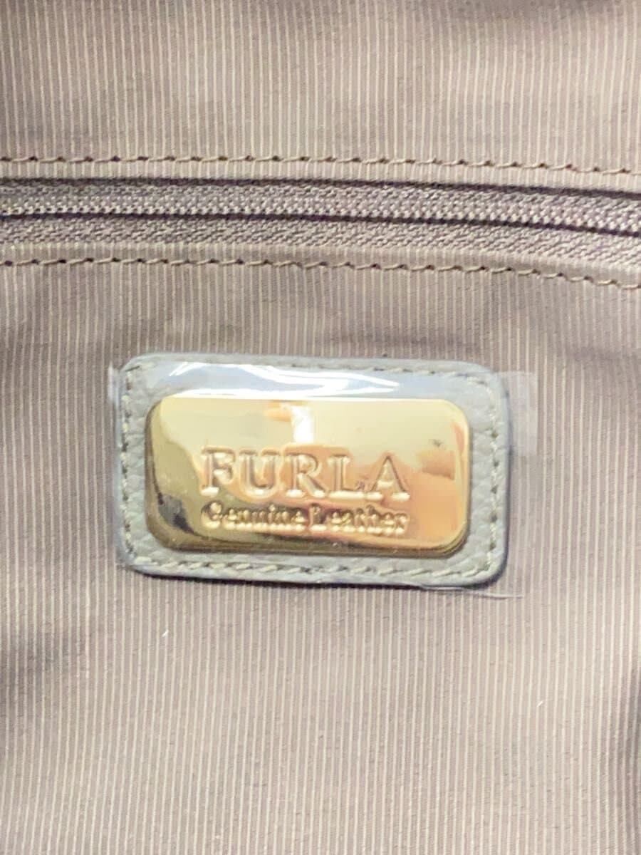 FURLA Shoulder Bag Leather Gray Solid 5