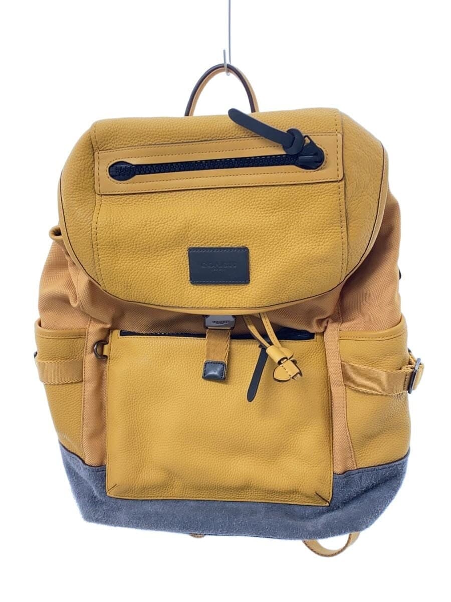 COACH Backpack Leather YLW Solid F1780-86735 Ma Star Do Mixed Material Suede