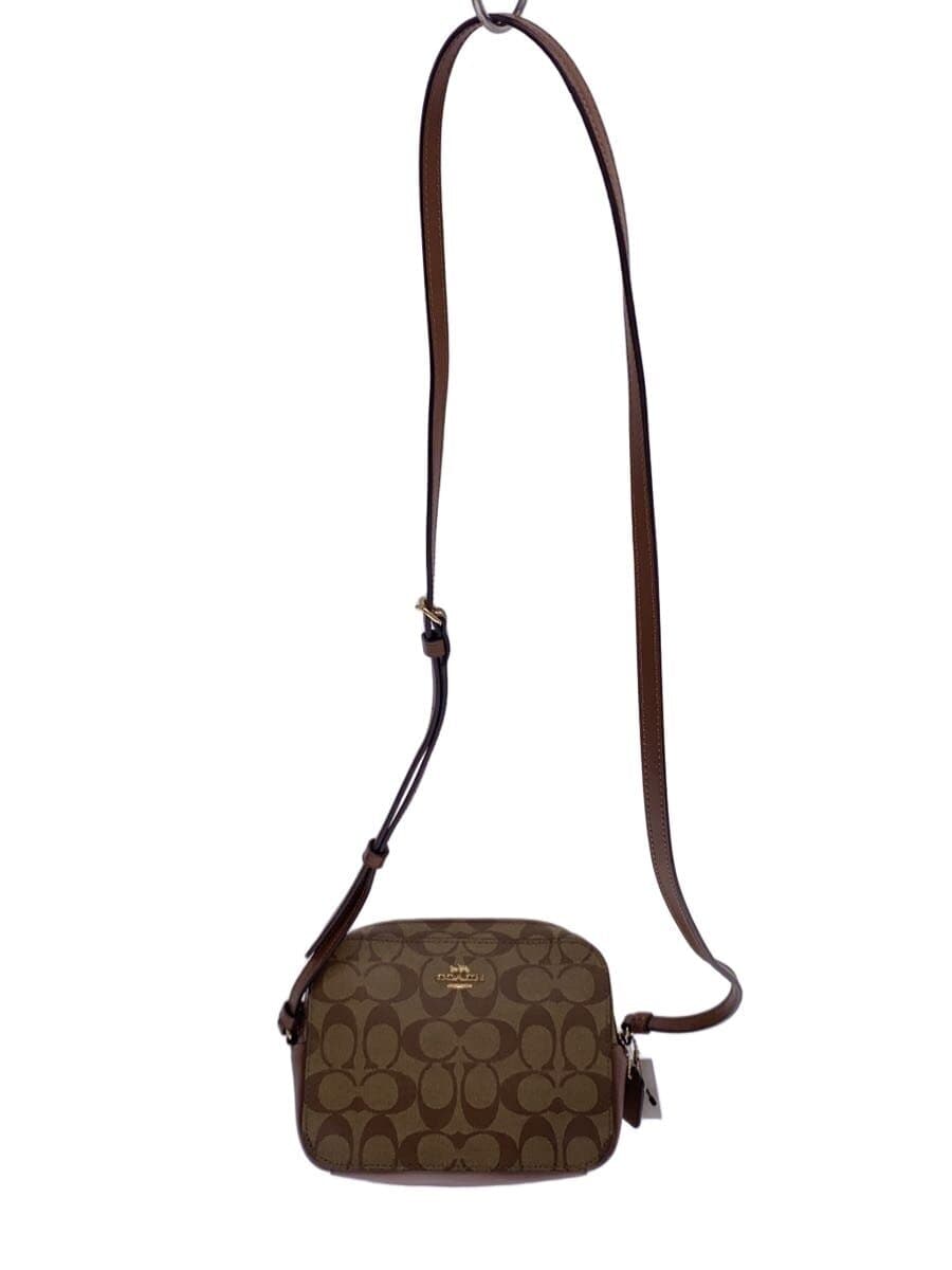 COACH Mini Camera Bag_Signature_Brown Leather PVC BRW Allover Pattern 91677