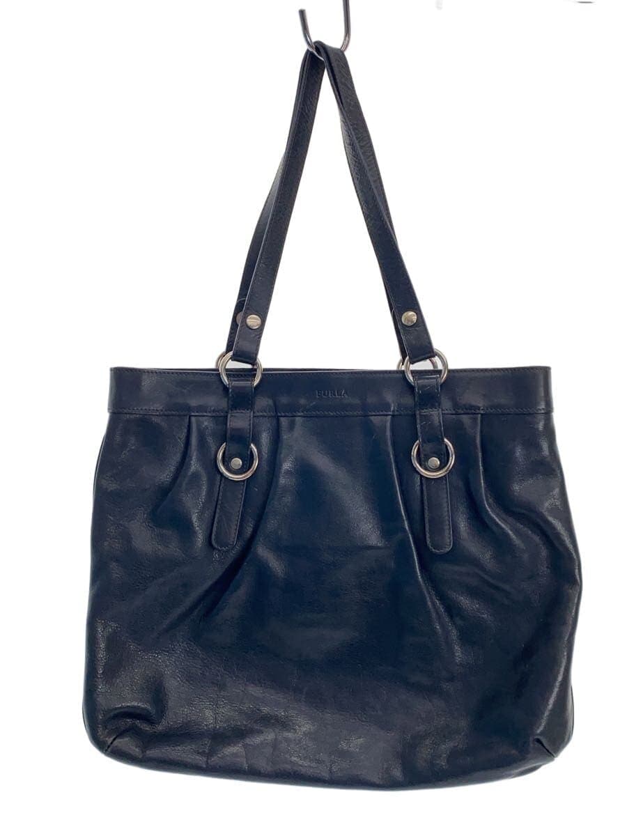 FURLA Tote Bag Leather BLK Solid