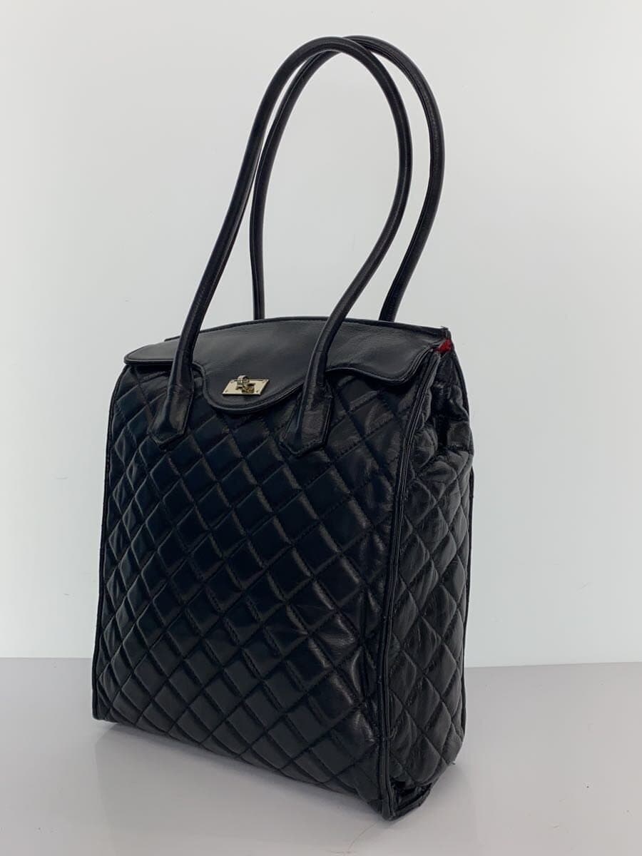 Madame Hiroko Quilted Tote Bag Leather BLK 2