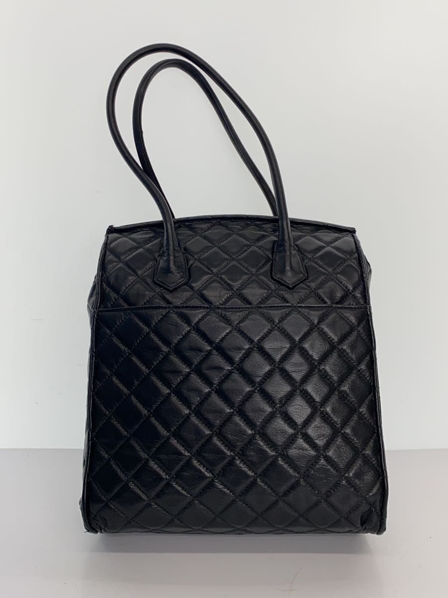 Madame Hiroko Quilted Tote Bag Leather BLK 3