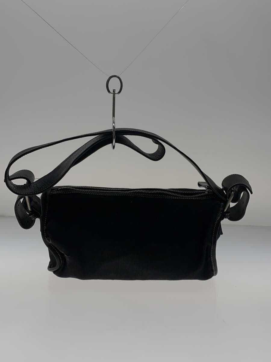 Vivienne Westwood logo print shoulder bag canvas BLK damaged, with tears and 3