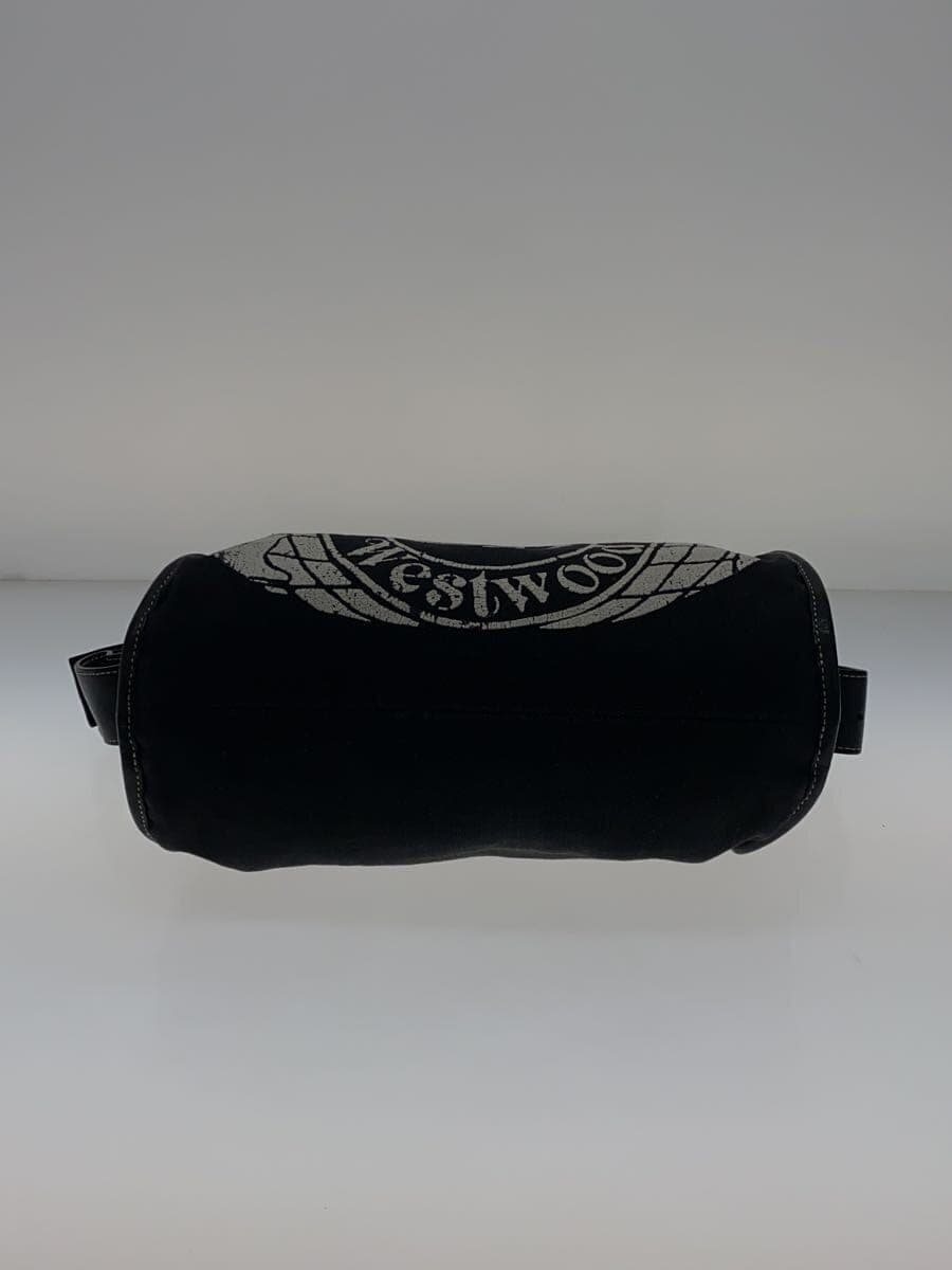 Vivienne Westwood logo print shoulder bag canvas BLK damaged, with tears and 4