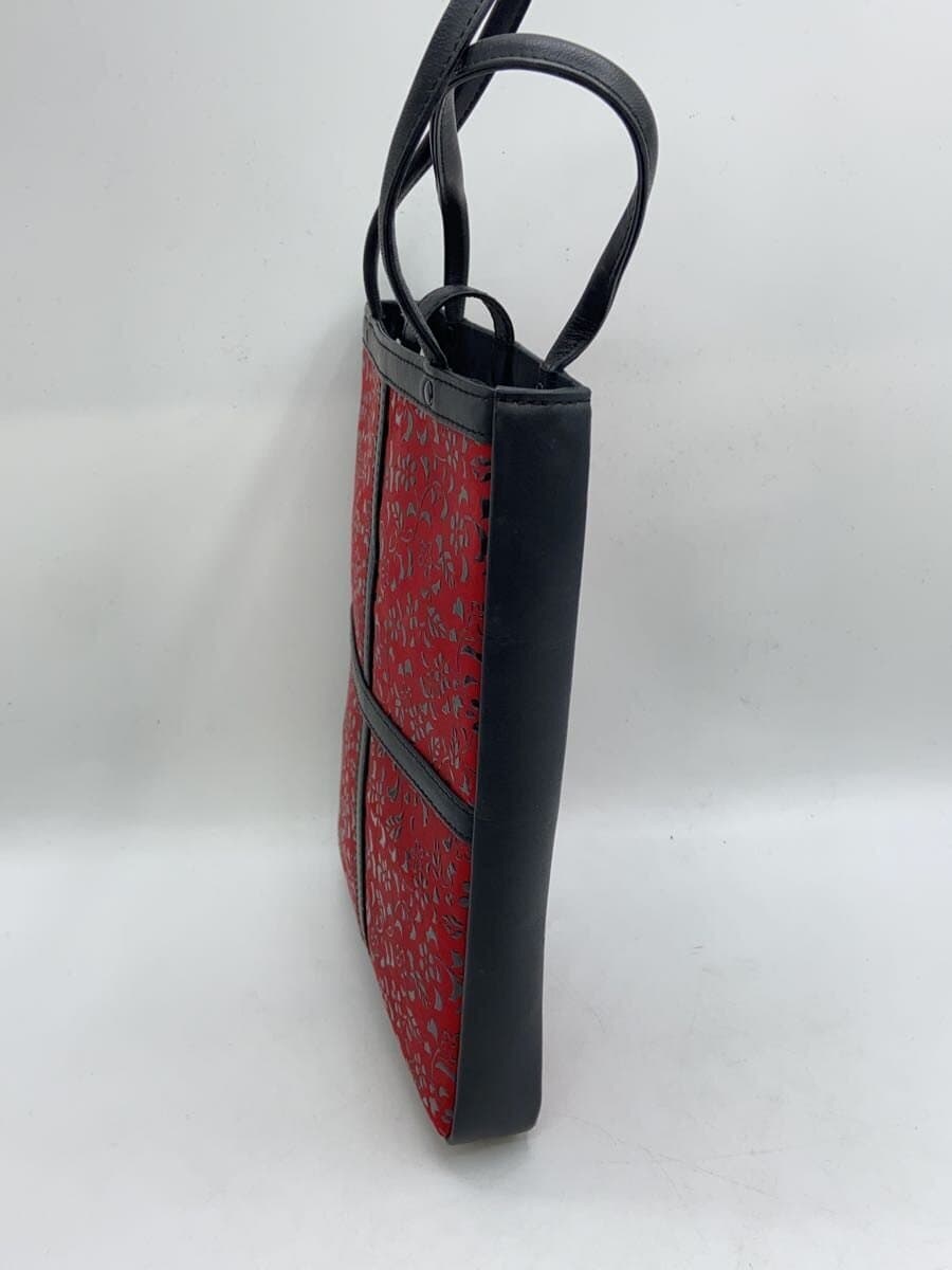 Inden-ya (INDEN-YA)Handbag Leather RED All Over Pattern 2