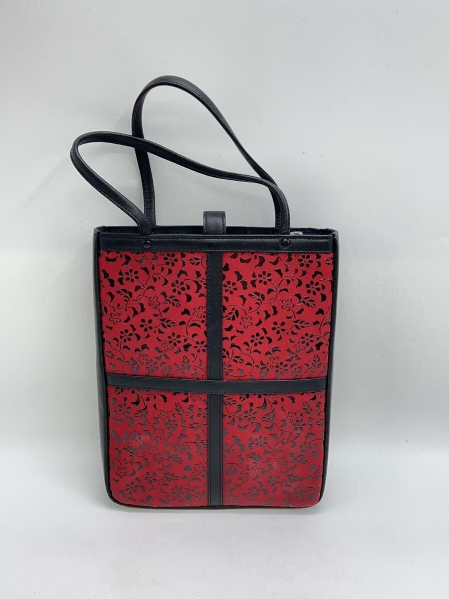 Inden-ya (INDEN-YA)Handbag Leather RED All Over Pattern 3